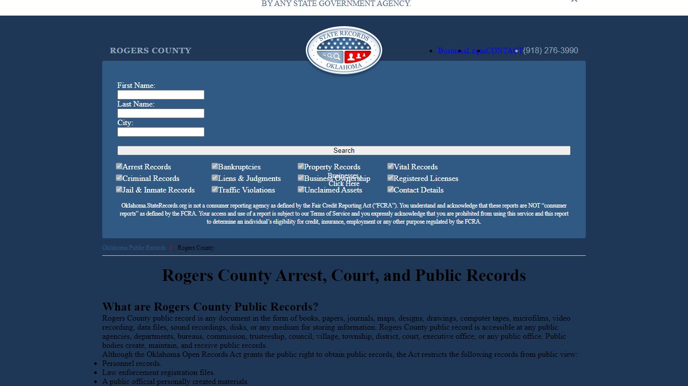 Rogers County Arrest, Court, and Public Records